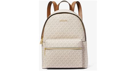 michael kors medium backpack white brown